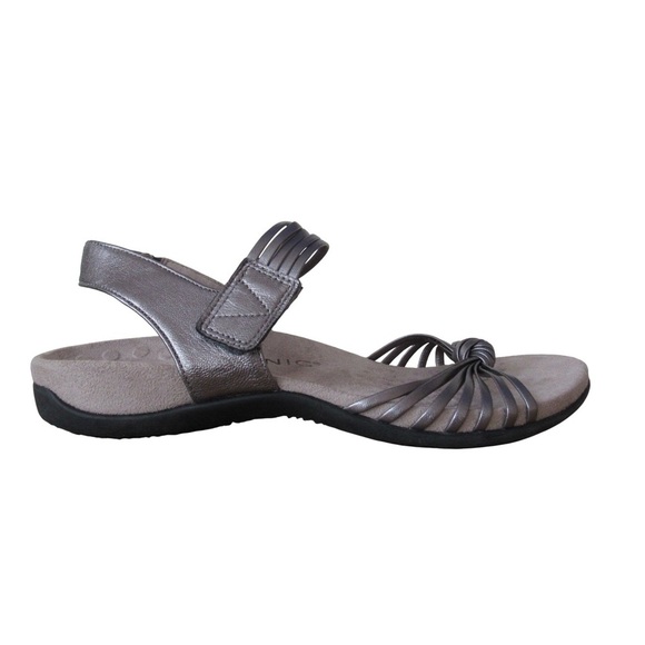 Vionic Talulah Sandals 9.5 Orthopedic Pewter Leather Orthotic Footbed Comfort - Picture 1 of 10